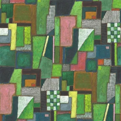 RAKU PATCHWORK EMERALD — Pottery Studio Fabrics swatch, view 1