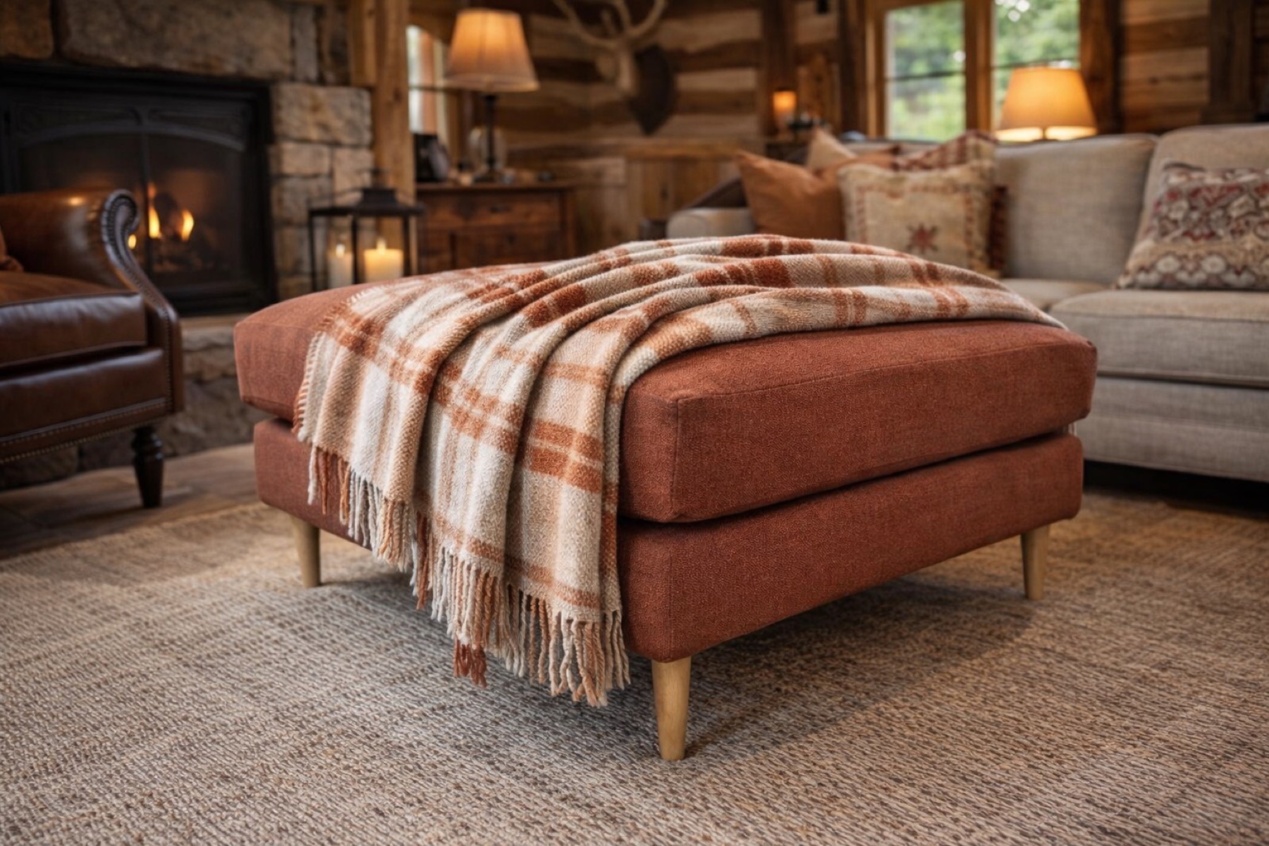 Mid-Century Padded Ottoman - Beaumont Footstool Gallery - Signature furniture