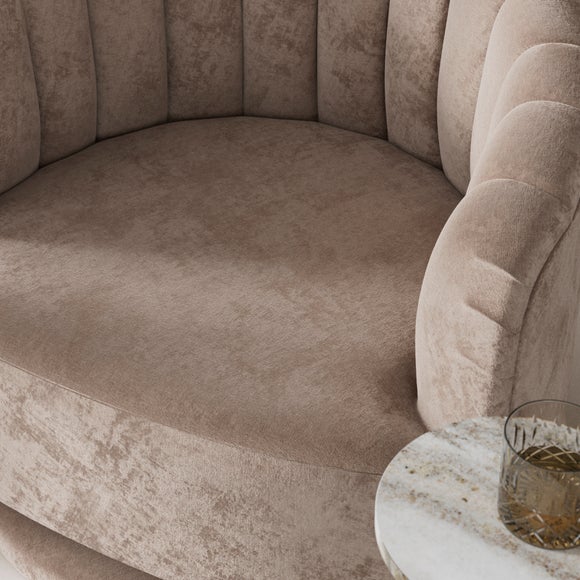 Elena Luxury Mink Chenille Scalloped Swivel Chair - Elena Luxury Mink Chenille Scalloped Swivel Chair 3