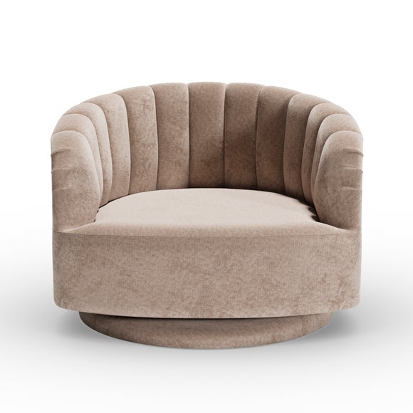 Elena Luxury Mink Chenille Scalloped Swivel Chair - Elena Luxury Mink Chenille Scalloped Swivel Chair 6
