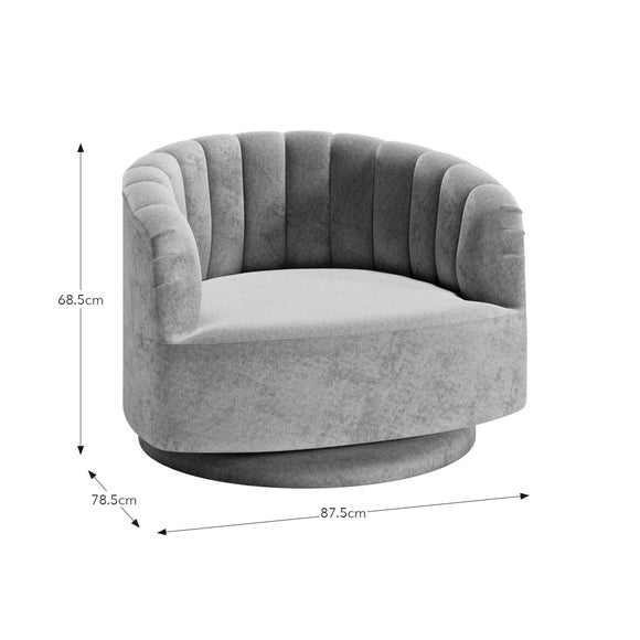 Elena Luxury Mink Chenille Scalloped Swivel Chair - Elena Luxury Mink Chenille Scalloped Swivel Chair 7